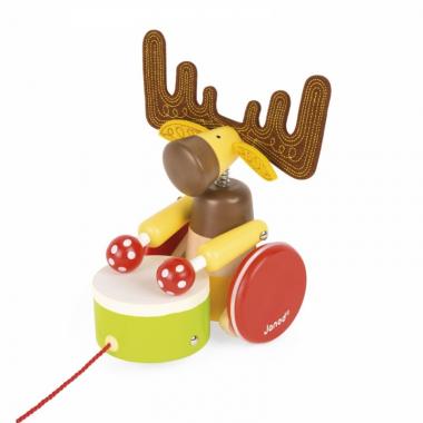 Janod Pull-along toy Moose with a drum
