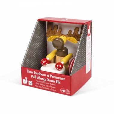 Janod Pull-along toy Moose with a drum