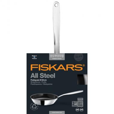 Fiskars Frying pan All Steel, 24см, cover Сeratec, induction, inox