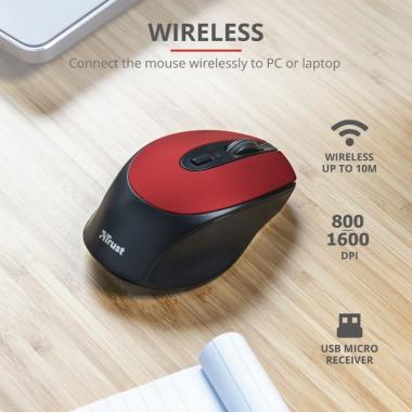 Trust Mouse Zaya Rechargeable WL Red