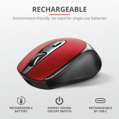 Trust Mouse Zaya Rechargeable WL Red