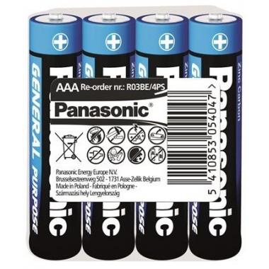 Panasonic Battery GENERAL PURPOSE Zinc Carbon AAA(R3) Shrink, 4 pcs.