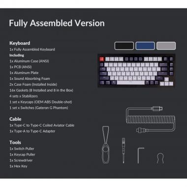 Keychron Клавіатура Q1 QMK HotSwappable Gateron Phantom Red RGB Knob Space Grey