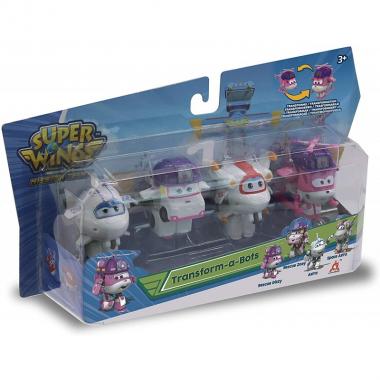 Super Wings Ігровий набір Transform-a-bots, 4 фігурки-трансформери, Діззі рятувальник, Зої, Астра, Астро