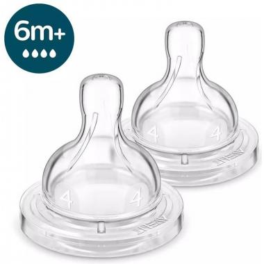 Philips Соска Avent силиконовая Анти-колик , 6 мес+., 2 шт, быстрый поток
