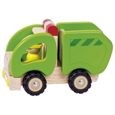 goki Wooden car Garbage truck (green)