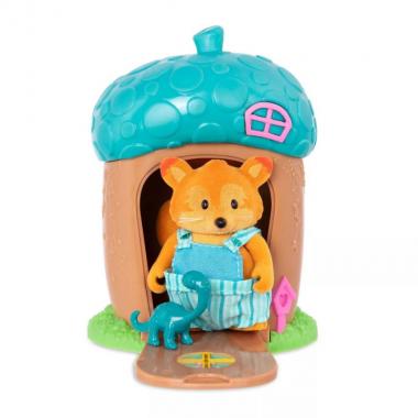Li`l Woodzeez Игровой набор - Домик c сюрпризом (голубая крыша, 1 фигурка лисенка, 1 аксессуар)