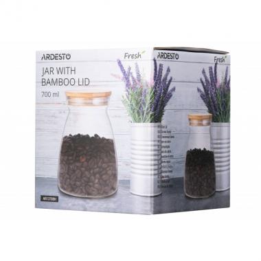 ARDESTO Jar Fresh Hourglass 700 ml, glass, bamboo