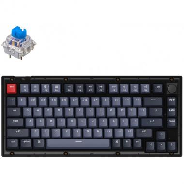 Keychron Клавиатура V1 84 Key QMK Gateron G PRO Blue Hot-Swap RGB Knob Frosted Black