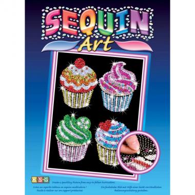 Sequin Art Craft kit BLUE - Cupcakes
