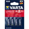 VARTA Батарейка LONGLIFE MAX POWER щелочная AAA блистер, 4 шт.