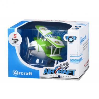 Same Toy Самолет металлический инерционный Aircraft со светом и музыкой (зеленый)