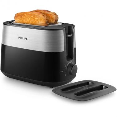 Philips Тостер Daily Collection, 830Вт, пластик, крышка от пыли, черный