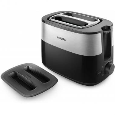 Philips Тостер Daily Collection, 830Вт, пластик, крышка от пыли, черный