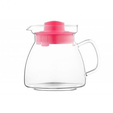 Termisil Maja teapot, 1250 ml, raspberry, borosilicate glass, plastic