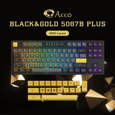 Akko Keyboard 5087B Plus Black & Gold CS Silver Switches RGB