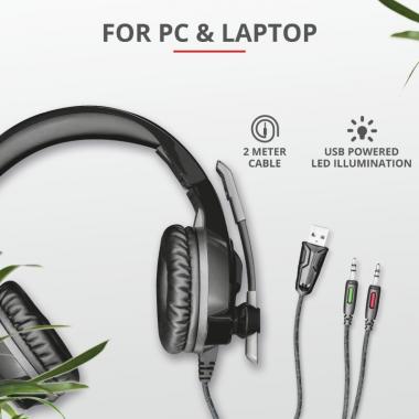 Trust GXT 410 Rune Illuminated 3.5mm+USB BLACK