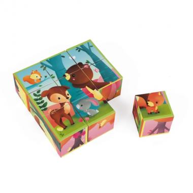 Janod Cube puzzle - Forest animals (9 pcs.)