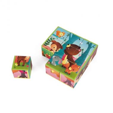 Janod Cube puzzle - Forest animals (9 pcs.)