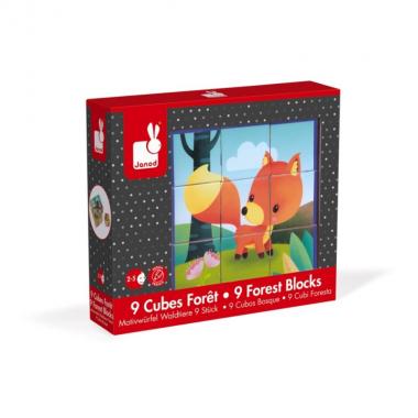 Janod Cube puzzle - Forest animals (9 pcs.)