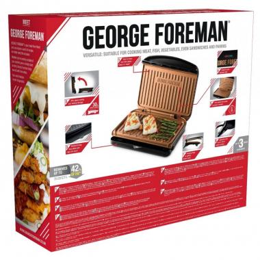 Russell Hobbs Гриль George Foreman 25811-56 Fit Grill Copper Medium, 1630 Вт, антипригарное покрытие, черный\медь