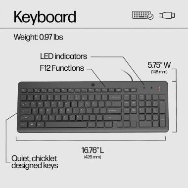 HP Keyboard 150 USB UA Black