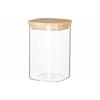 ARDESTO Fresh series storage jar, square, 480 ml, glass, bamboo