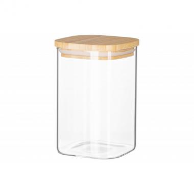 ARDESTO Fresh series storage jar, square, 480 ml, glass, bamboo