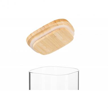 ARDESTO Fresh series storage jar, square, 480 ml, glass, bamboo