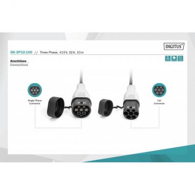 Digitus Кабель зарядный EV Three Phase, 415V, 32A, 10 m Type 2 to Type 2 Standard