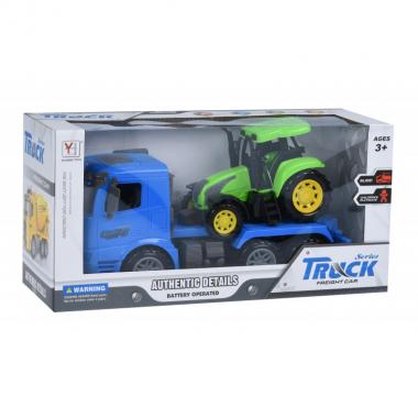 Same Toy Машинка инерционная Truck Тягач (синий) с трактором