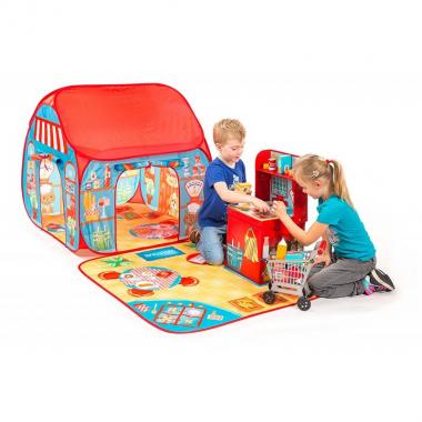 Pop-it-Up Игровая палатка Ресторан-Магазин 90x90x90см с игровым ковриком 100х100см