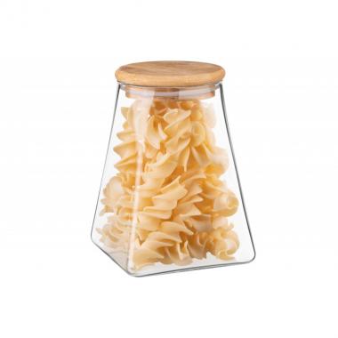 ARDESTO Банка для зберігання Fresh, конус, 910 мл, скло, бамбук
