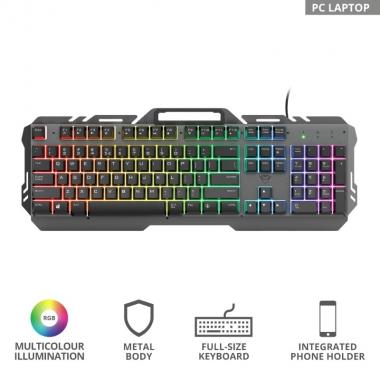 Trust Клавиатура игровая GXT 853 Esca Metal USB, Black