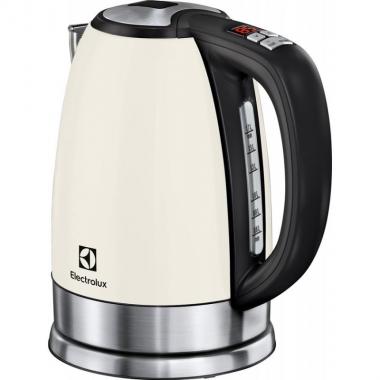Electrolux Электрочайник, 1,7л, Strix, дисплей, металл, поддержк.темп, белый+нерж