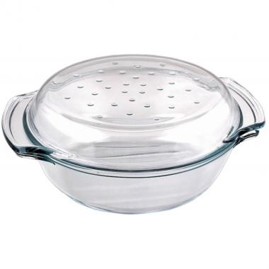 Termisil baking dish with lid, round, Grill&Drop 2.4 l