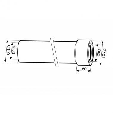 Bosch Extension coaxial cord Bosch AZ 391, length 750 mm, diameter 60/100 mm
